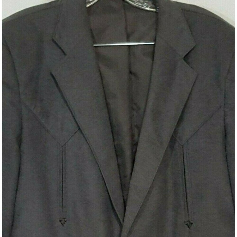 Grand‎ Entry Vintage Men's Western Blazer 44L Gray Faux Suede Two Button